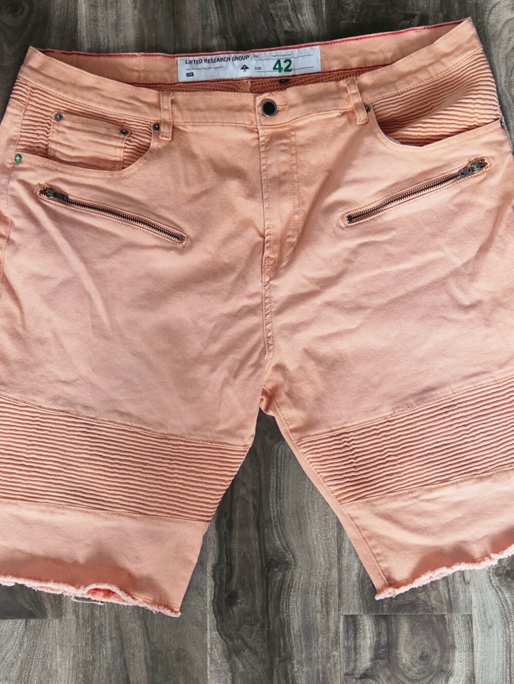 Peach Ribbed Panel Flat Front Men's Shorts